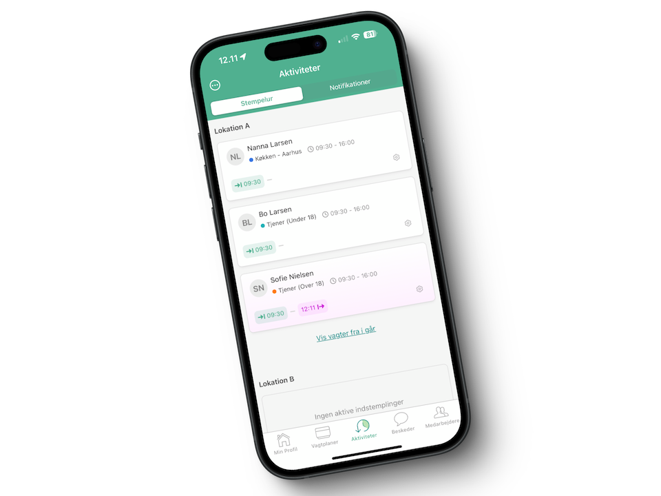 Stempelur i Smartplan appen