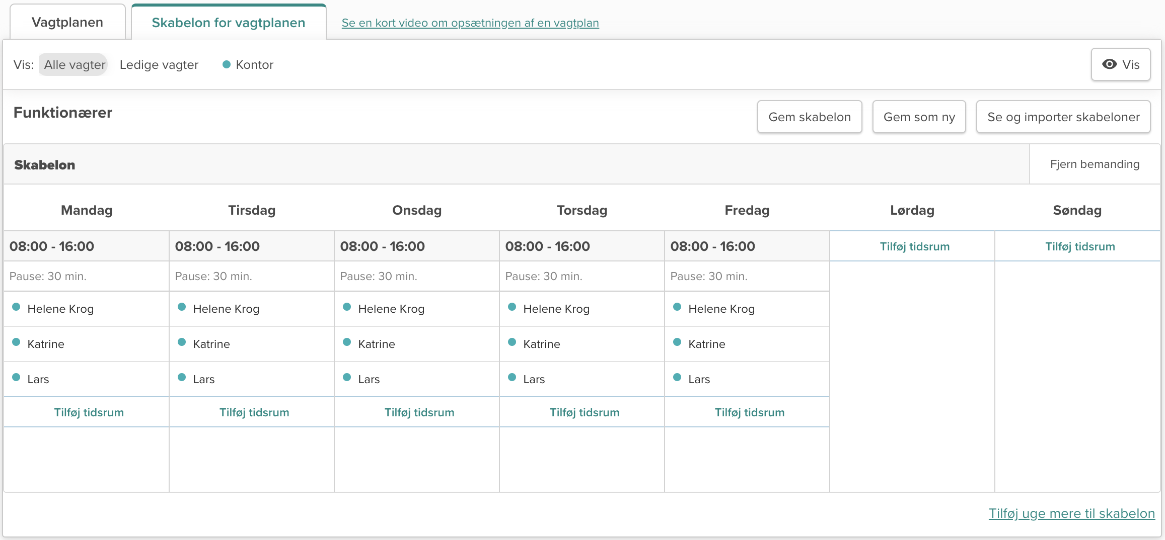 Skabelon i Smartplan