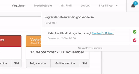 Godkendelse af vagtbytte