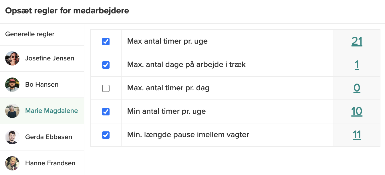Opsætning af planlægningsregler