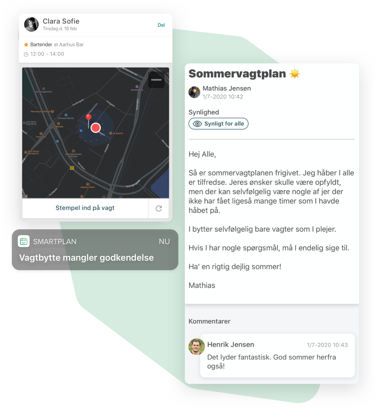 Billede der viser frigivelse af vagtplan