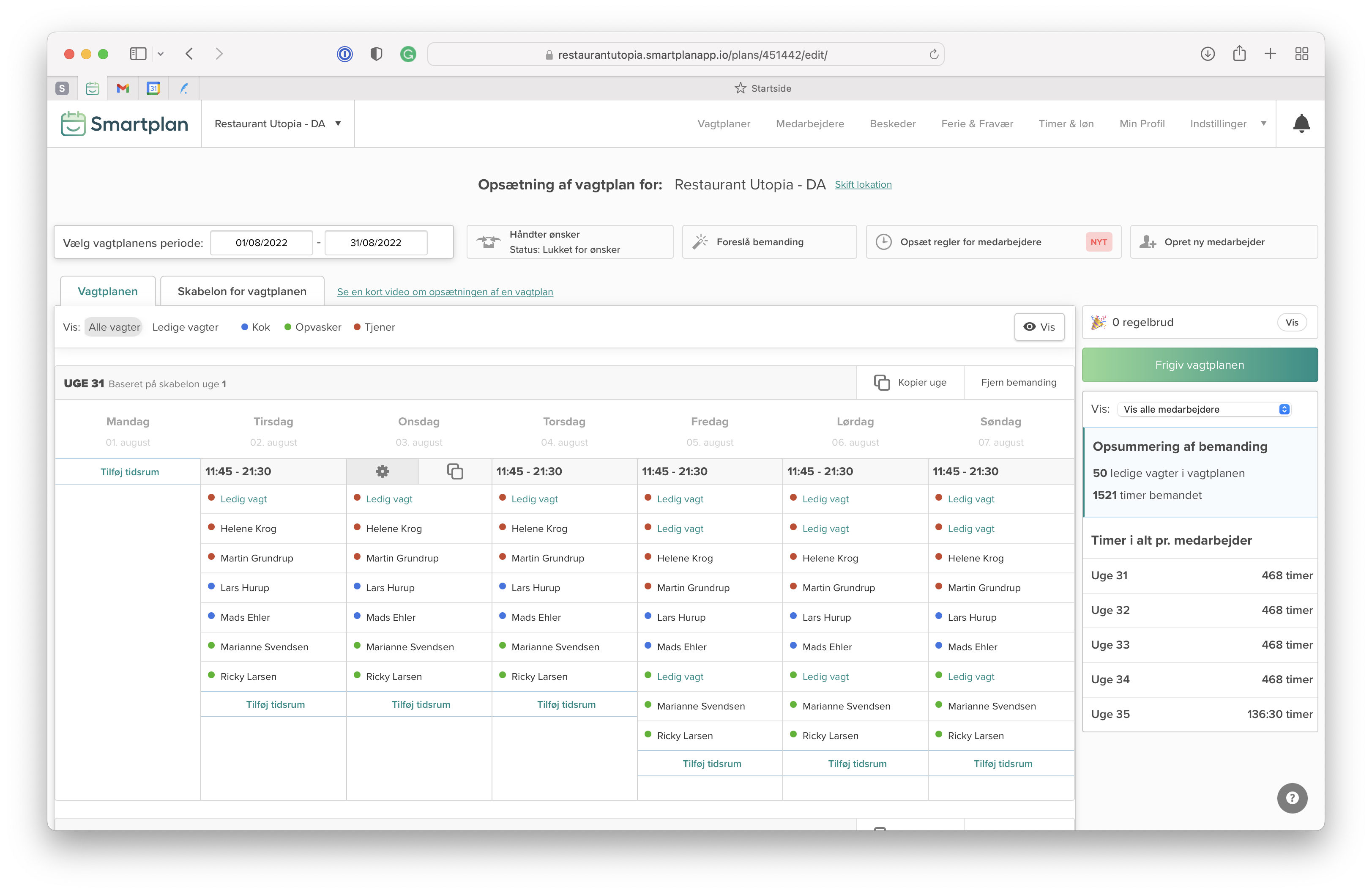 Vagtplanlægningssystem