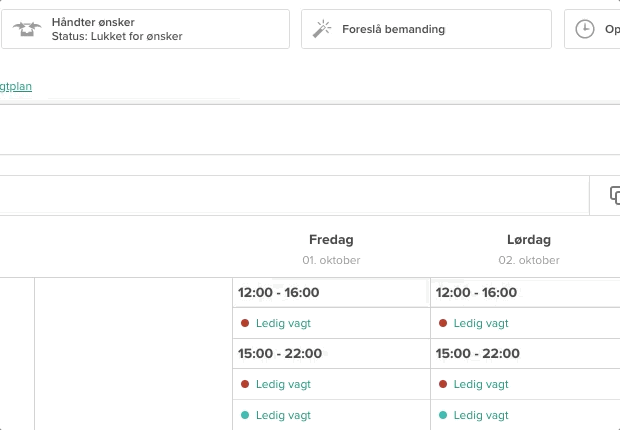 Medarbejdere indgiver ønsker til vagtplanen